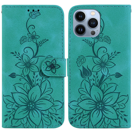Lily Embossed Leather Phone Case, For iPhone 14 Pro Max, For iPhone SE 2022 / SE 2020 / 8, For iPhone 13 Pro Max, For iPhone 13 Pro