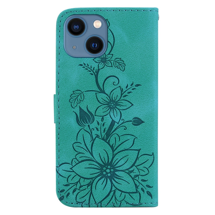 Lily Embossed Leather Phone Case, For iPhone 15, For iPhone 14 Plus, For iPhone 14, For iPhone 14 Pro