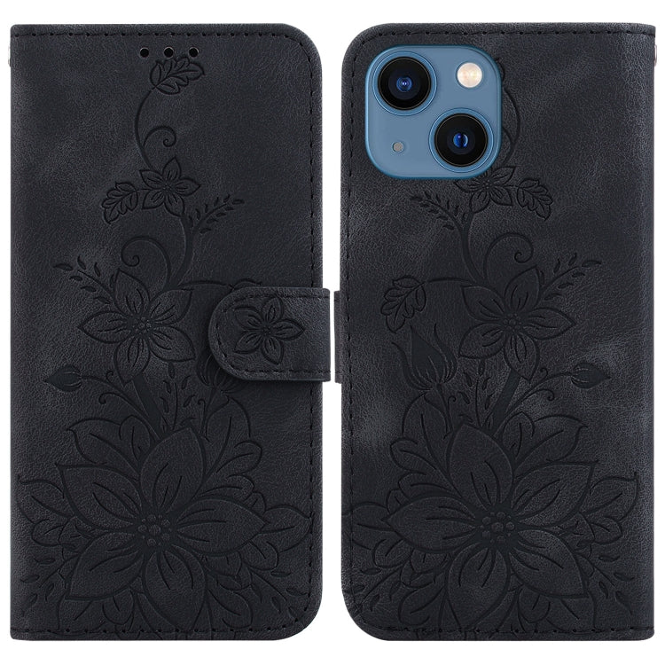 Lily Embossed Leather Phone Case, For iPhone 15, For iPhone 14 Plus, For iPhone 14, For iPhone 14 Pro