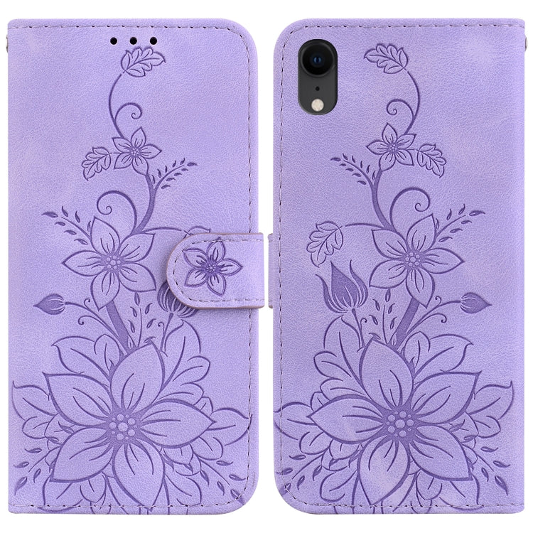 Lily Embossed Leather Phone Case, For iPhone XS / X, For iPhone XR, For iPhone XS Max, For iPhone 8 Plus / 7 Plus