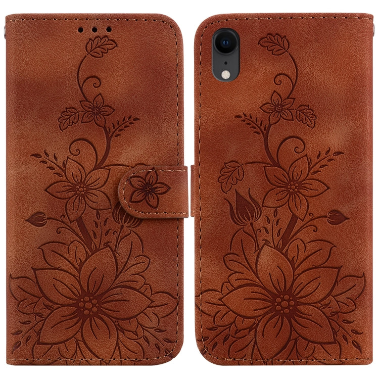 Lily Embossed Leather Phone Case, For iPhone XS / X, For iPhone XR, For iPhone XS Max, For iPhone 8 Plus / 7 Plus