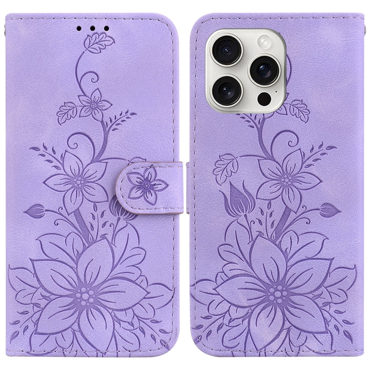 Lily Embossed Leather Phone Case, For iPhone Air, For iPhone 16 Pro Max, For iPhone 16 Pro, For iPhone 16 Plus