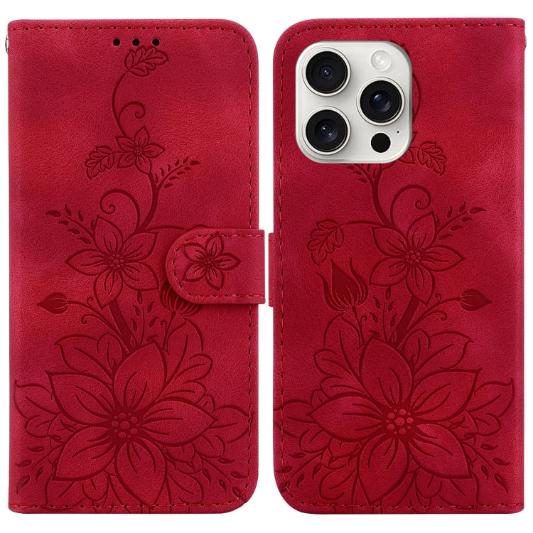 Lily Embossed Leather Phone Case, For iPhone Air, For iPhone 16 Pro Max, For iPhone 16 Pro, For iPhone 16 Plus