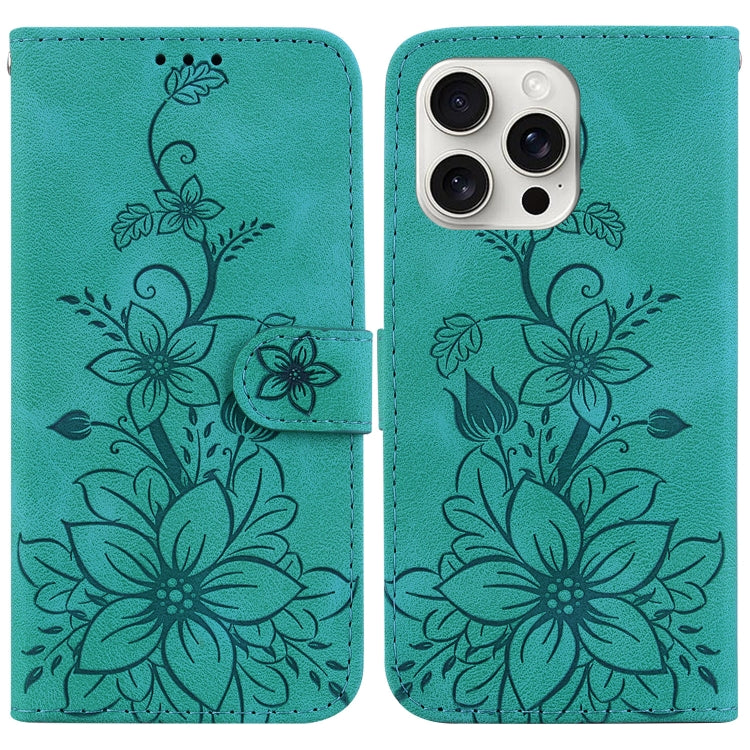 Lily Embossed Leather Phone Case, For iPhone Air, For iPhone 16 Pro Max, For iPhone 16 Pro, For iPhone 16 Plus