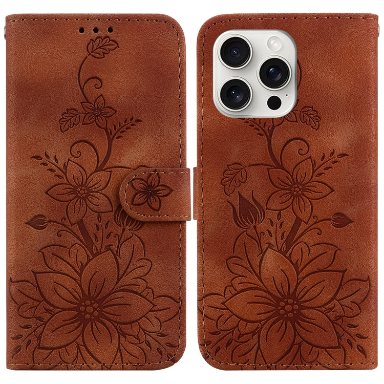 Lily Embossed Leather Phone Case, For iPhone Air, For iPhone 16 Pro Max, For iPhone 16 Pro, For iPhone 16 Plus