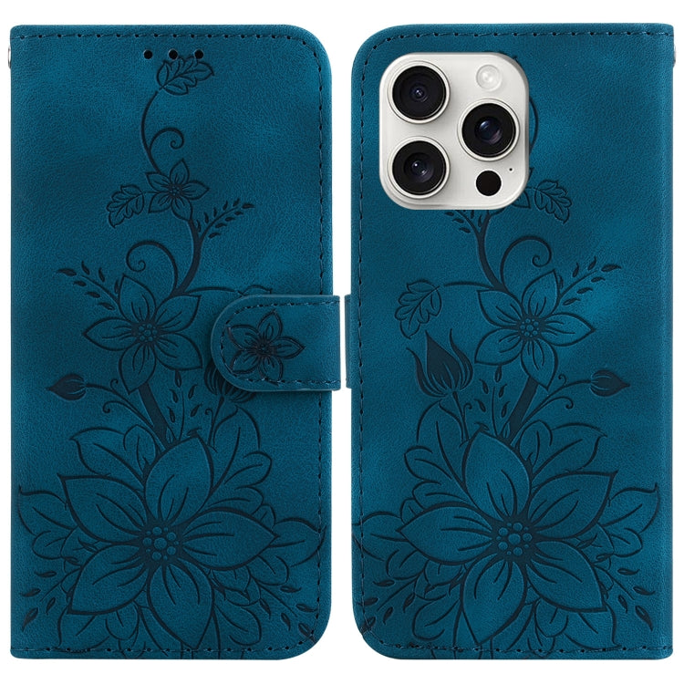 Lily Embossed Leather Phone Case, For iPhone Air, For iPhone 16 Pro Max, For iPhone 16 Pro, For iPhone 16 Plus