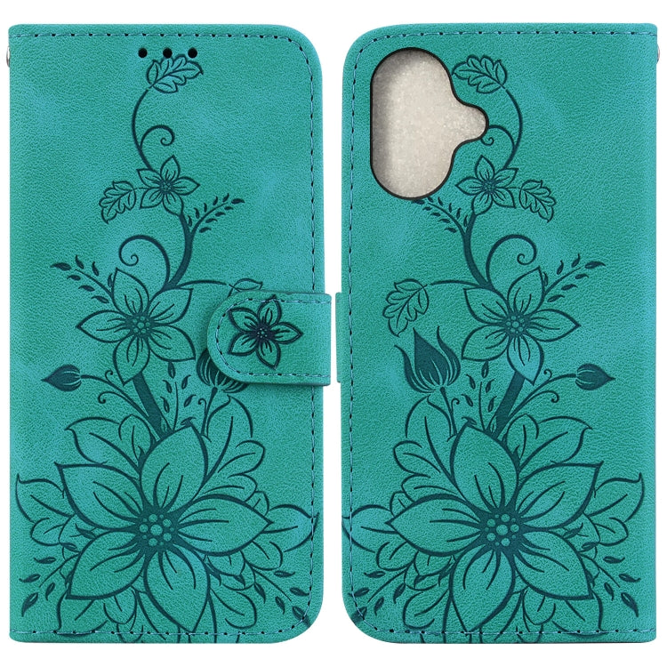 Lily Embossed Leather Phone Case, For iPhone Air, For iPhone 16 Pro Max, For iPhone 16 Pro, For iPhone 16 Plus