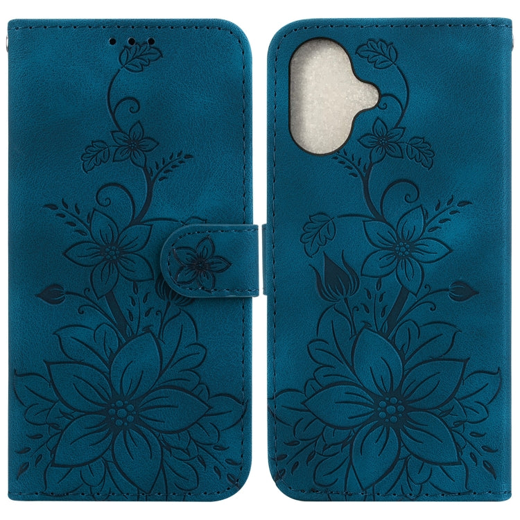 Lily Embossed Leather Phone Case, For iPhone Air, For iPhone 16 Pro Max, For iPhone 16 Pro, For iPhone 16 Plus
