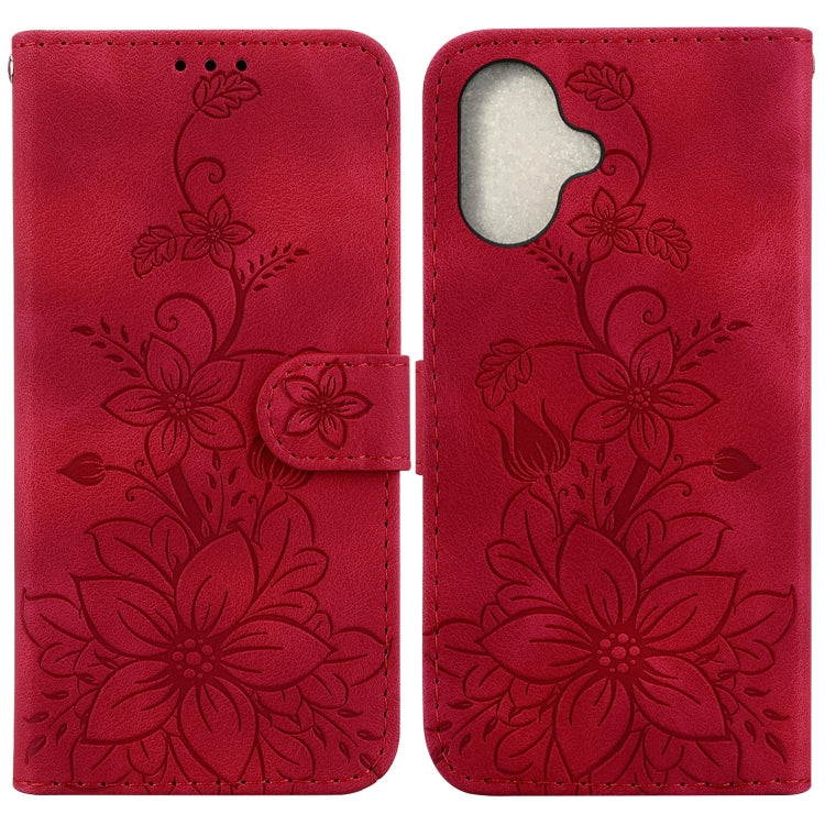 Lily Embossed Leather Phone Case, For iPhone Air, For iPhone 16 Pro Max, For iPhone 16 Pro, For iPhone 16 Plus