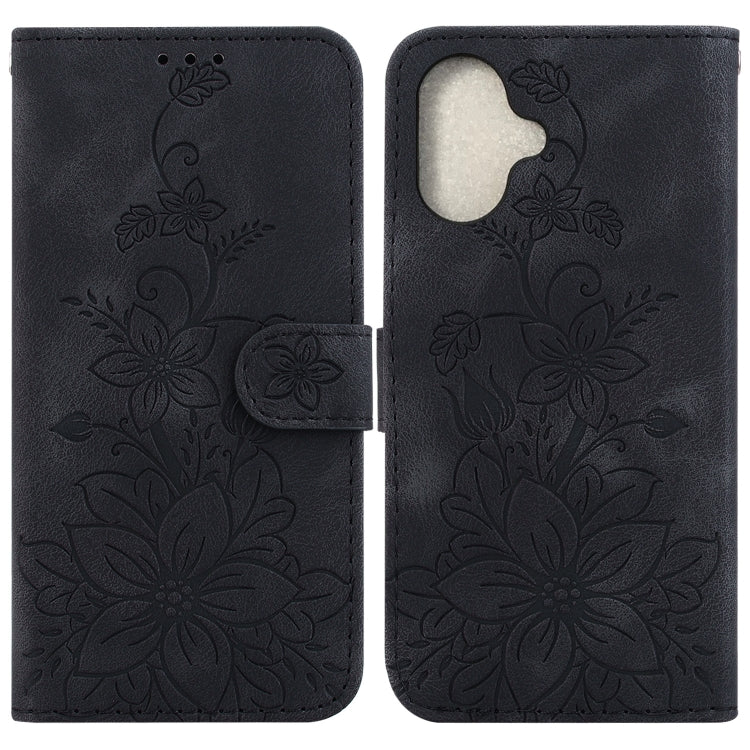 Lily Embossed Leather Phone Case, For iPhone Air, For iPhone 16 Pro Max, For iPhone 16 Pro, For iPhone 16 Plus