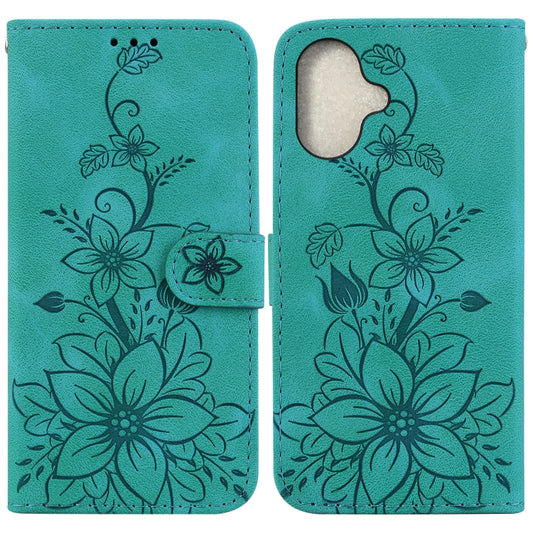 Lily Embossed Leather Phone Case, For iPhone 16, For iPhone 15 Pro Max, For iPhone 15 Pro, For iPhone 15 Plus