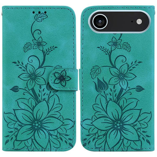Lily Embossed Leather Phone Case, For iPhone Air, For iPhone 16 Pro Max, For iPhone 16 Pro, For iPhone 16 Plus