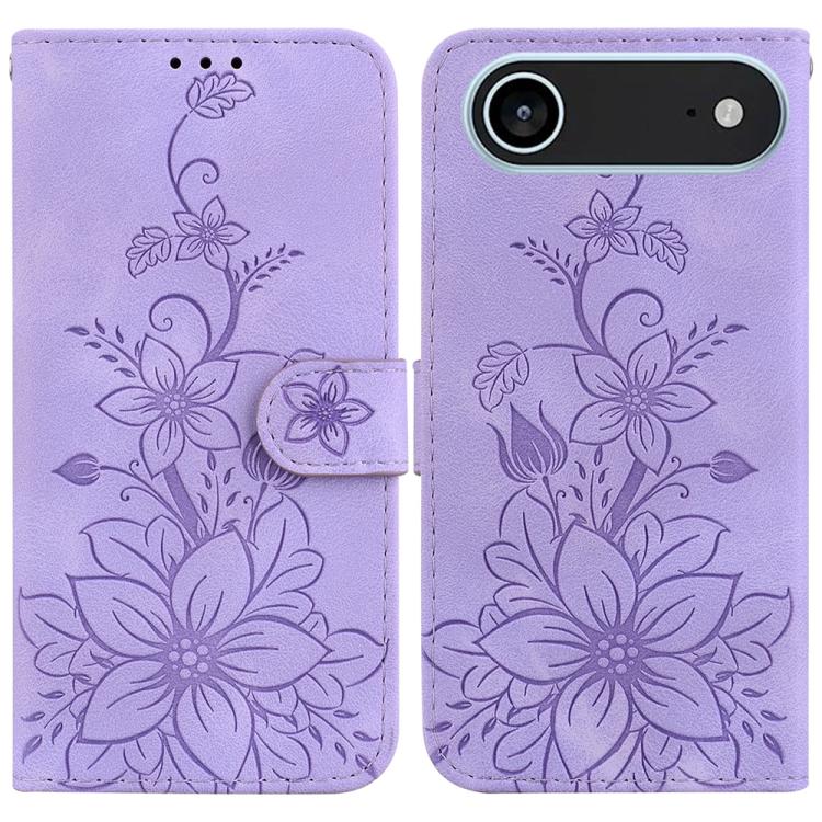 Lily Embossed Leather Phone Case, For iPhone Air, For iPhone 16 Pro Max, For iPhone 16 Pro, For iPhone 16 Plus