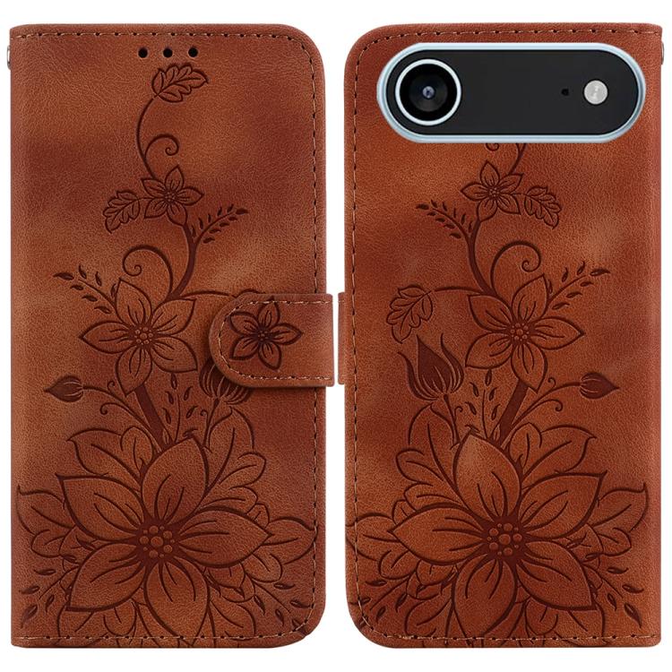Lily Embossed Leather Phone Case, For iPhone Air, For iPhone 16 Pro Max, For iPhone 16 Pro, For iPhone 16 Plus