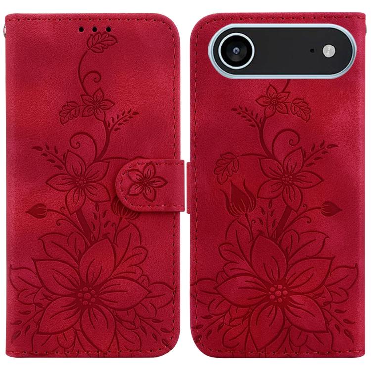 Lily Embossed Leather Phone Case, For iPhone Air, For iPhone 16 Pro Max, For iPhone 16 Pro, For iPhone 16 Plus