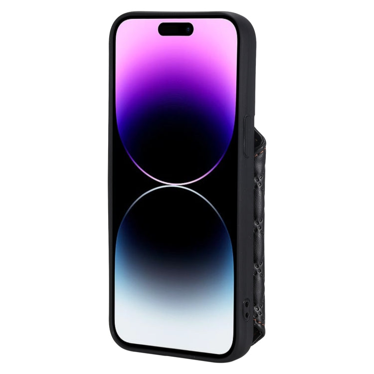 Grid Texture Card Bag Phone Case with Lanyard, For iPhone 13 Pro Max, For iPhone 13 Pro, For iPhone 13, For iPhone 12 / 12 Pro