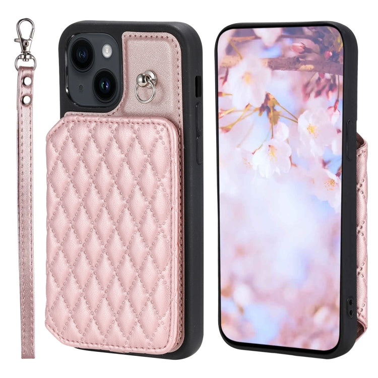 Grid Texture Card Bag Phone Case with Lanyard, For iPhone 13 Pro Max, For iPhone 13 Pro, For iPhone 13, For iPhone 12 / 12 Pro