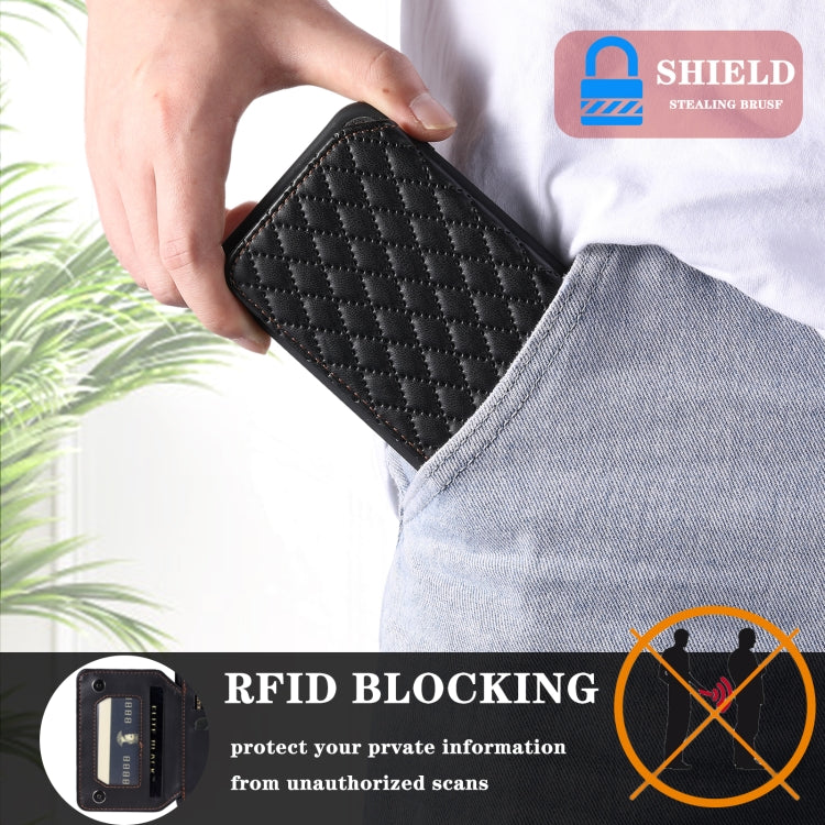 Grid Texture Card Bag Phone Case with Lanyard, For iPhone 12 Pro Max, For iPhone 11, For iPhone XR, For iPhone 8 Plus / 7 Plus