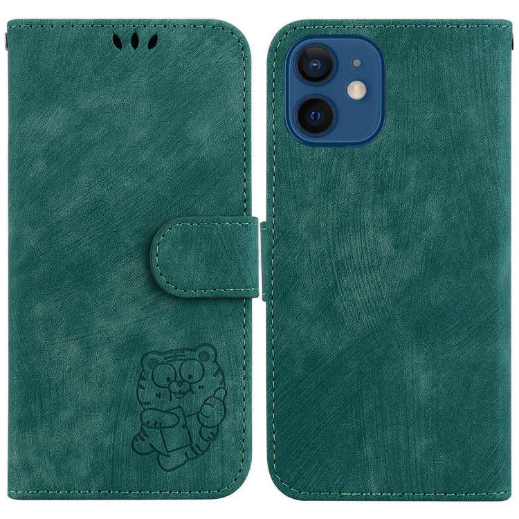 Little Tiger Embossed Leather Phone Case, For iPhone 13, For iPhone 13 mini, For iPhone 12 / 12 Pro, For iPhone 12 Pro Max