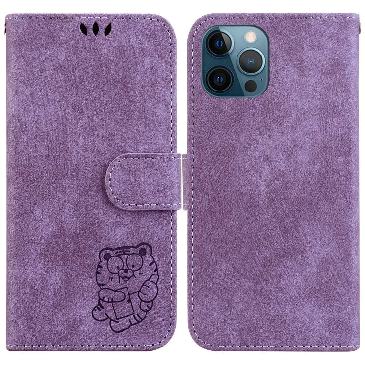 Little Tiger Embossed Leather Phone Case, For iPhone 13, For iPhone 13 mini, For iPhone 12 / 12 Pro, For iPhone 12 Pro Max