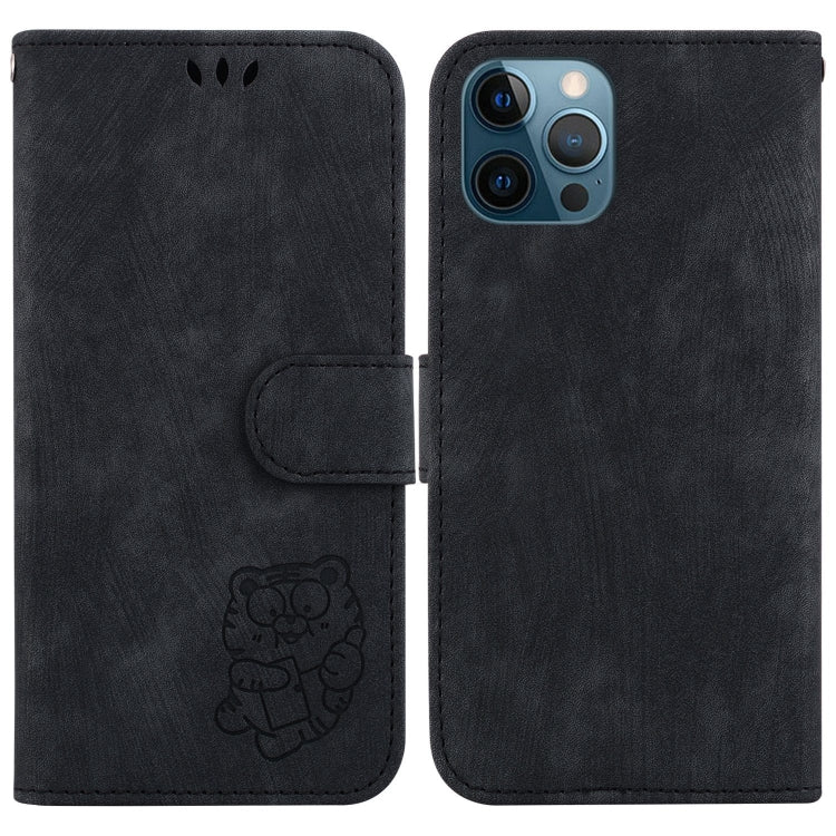 Little Tiger Embossed Leather Phone Case, For iPhone 13, For iPhone 13 mini, For iPhone 12 / 12 Pro, For iPhone 12 Pro Max