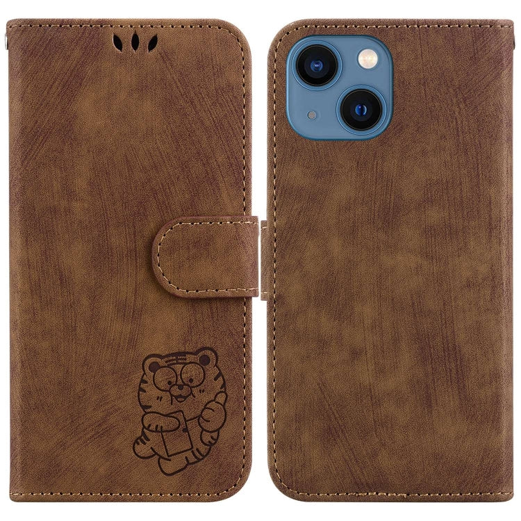Little Tiger Embossed Leather Phone Case, For iPhone 13, For iPhone 13 mini, For iPhone 12 / 12 Pro, For iPhone 12 Pro Max