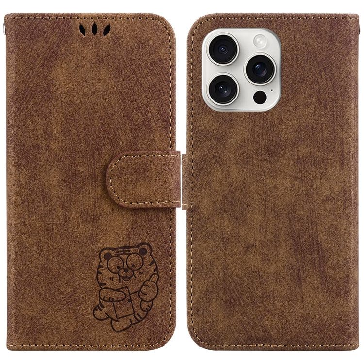 Little Tiger Embossed Leather Phone Case, For iPhone Air, For iPhone 16 Pro Max, For iPhone 16 Pro, For iPhone 16 Plus