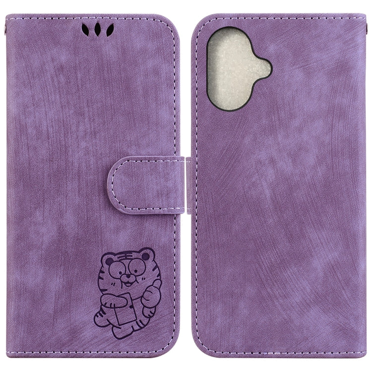 Little Tiger Embossed Leather Phone Case, For iPhone Air, For iPhone 16 Pro Max, For iPhone 16 Pro, For iPhone 16 Plus