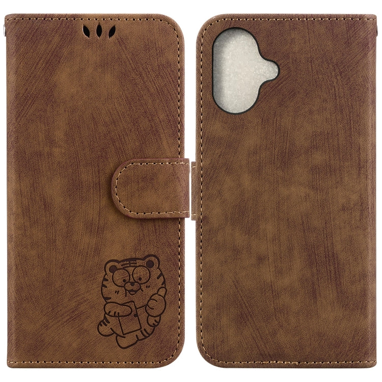 Little Tiger Embossed Leather Phone Case, For iPhone Air, For iPhone 16 Pro Max, For iPhone 16 Pro, For iPhone 16 Plus