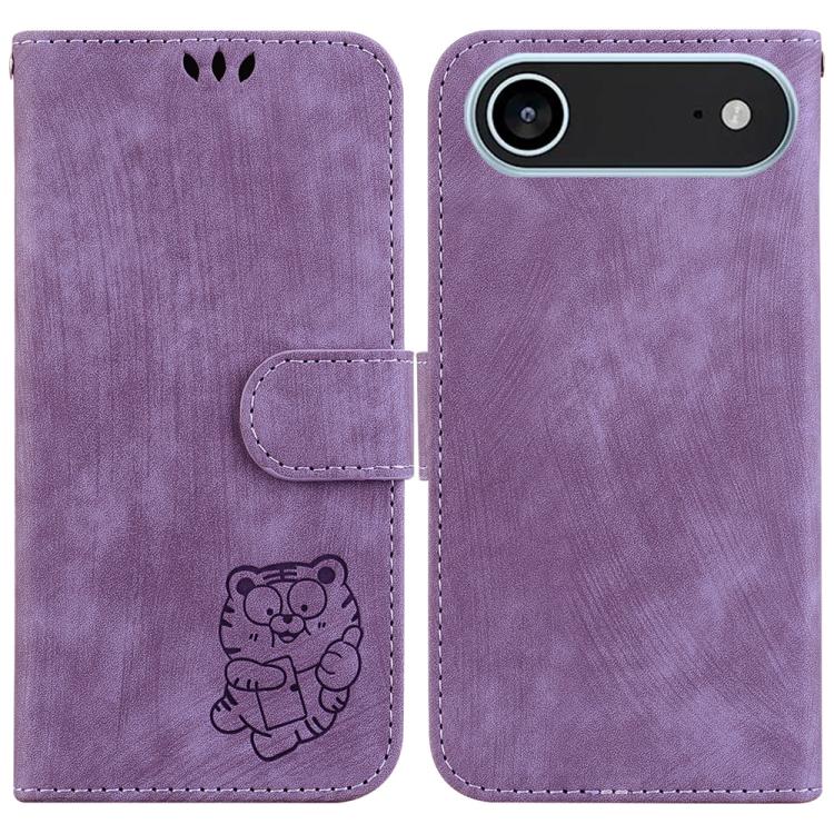 Little Tiger Embossed Leather Phone Case, For iPhone Air, For iPhone 16 Pro Max, For iPhone 16 Pro, For iPhone 16 Plus