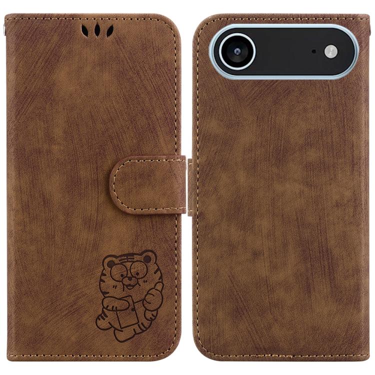 Little Tiger Embossed Leather Phone Case, For iPhone Air, For iPhone 16 Pro Max, For iPhone 16 Pro, For iPhone 16 Plus