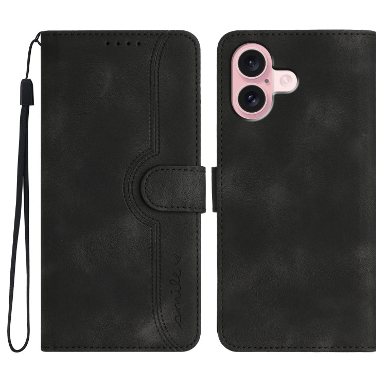 Heart Pattern Skin Feel Leather Phone Case, For iPhone 16, For iPhone 15 Pro Max, For iPhone 15 Pro, For iPhone 15 Plus