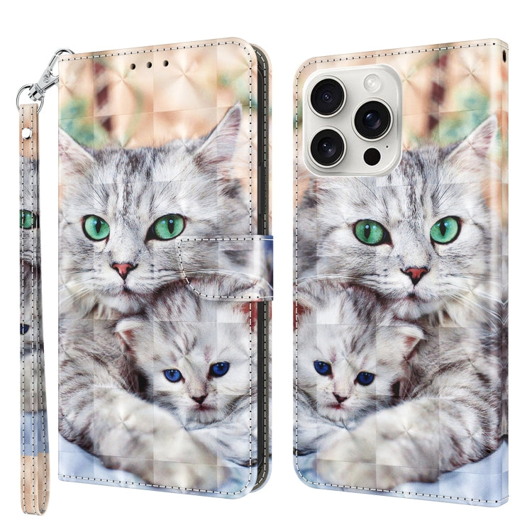 3D Painted Leather Phone Case, For iPhone 16 Pro Max, For iPhone 16 Pro