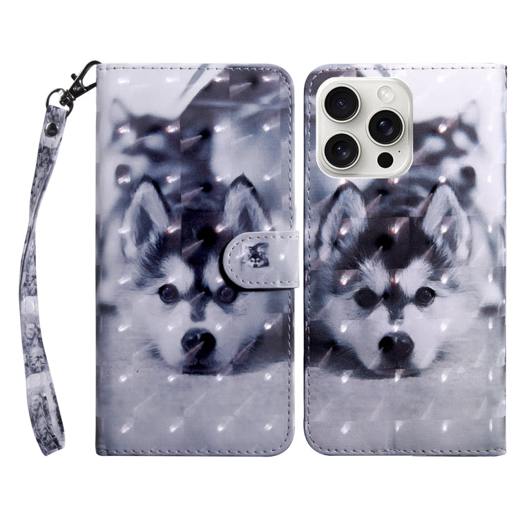 3D Painted Leather Phone Case, For iPhone 16 Pro Max, For iPhone 16 Pro