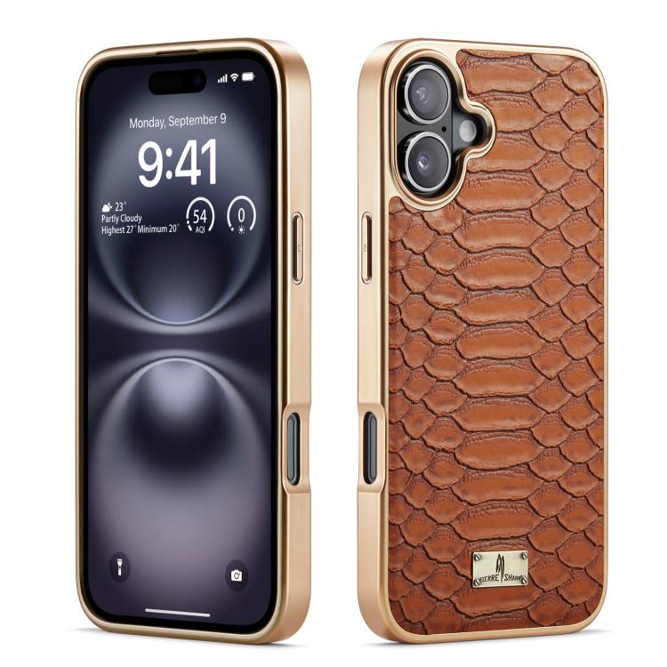 Fierre Shann Python Texture Electroplating PU Phone Case, For iPhone 16 Pro Max, For iPhone 16 Pro, For iPhone 16 Plus, For iPhone 16, For iPhone 15 Pro Max, For iPhone 15 Pro