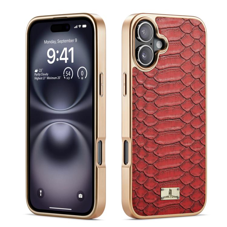 Fierre Shann Python Texture Electroplating PU Phone Case, For iPhone 16 Pro Max, For iPhone 16 Pro, For iPhone 16 Plus, For iPhone 16, For iPhone 15 Pro Max, For iPhone 15 Pro
