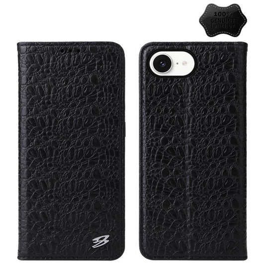 Fierre Shann Crocodile Texture Magnetic Genuine Leather Phone Case, For iPhone 17e / 16e, For iPhone 16 Pro Max, For iPhone 16 Pro, For iPhone 16 Plus, For iPhone 16, For iPhone 15 Pro Max, For iPhone 15 Pro, For iPhone 15 Plus, For iPhone 15          ...
