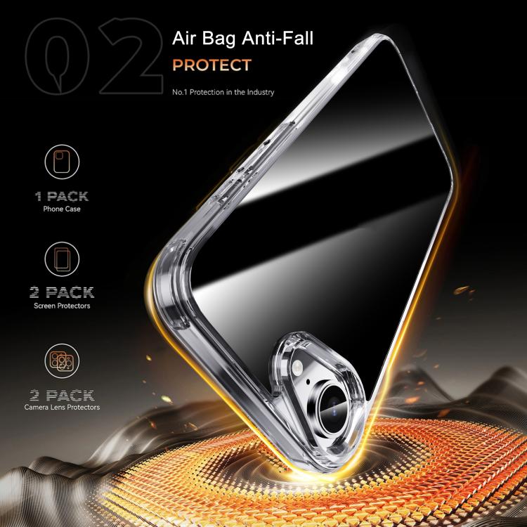iPAKY Crystal Clear Series Shockproof PC + TPU Protective Phone Case, For iPhone 16e, For iPhone 16 Pro Max, For iPhone 16 Pro, For iPhone 16 Plus, For iPhone 16, For iPhone 15 Pro Max, For iPhone 15 Pro, For iPhone 15 Plus, For iPhone 15