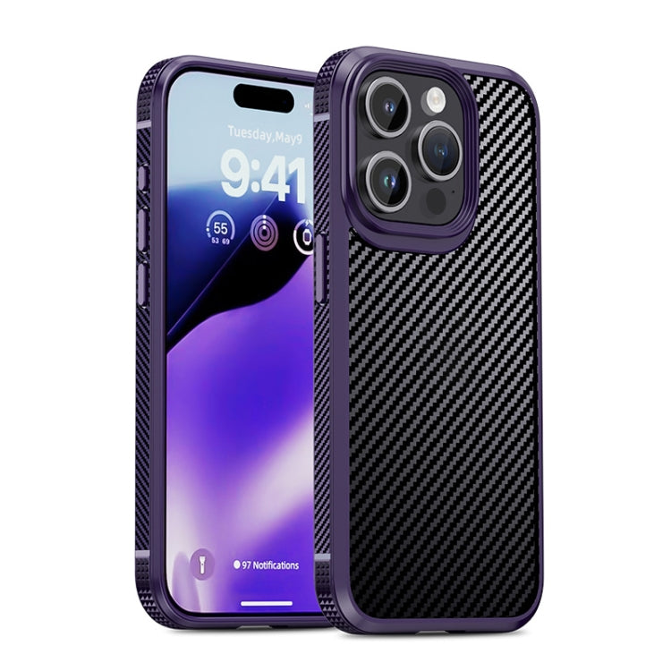 iPAKY MG Series Carbon Fiber PC + TPU Protective Phone Case, For iPhone 15 Pro Max, For iPhone 15 Pro, For iPhone 15 Plus, For iPhone 15