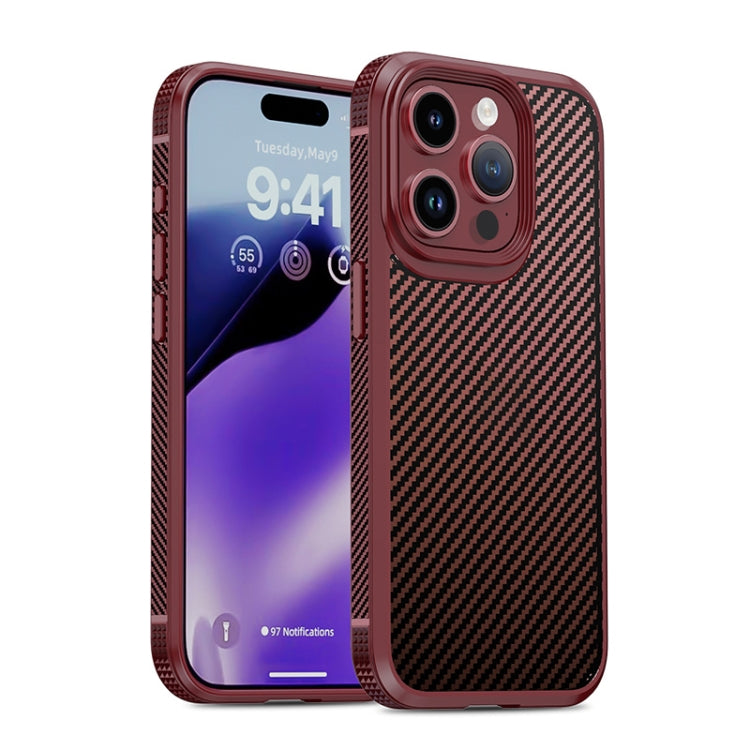 iPAKY MG Series Carbon Fiber PC + TPU Protective Phone Case, For iPhone 15 Pro Max, For iPhone 15 Pro, For iPhone 15 Plus, For iPhone 15