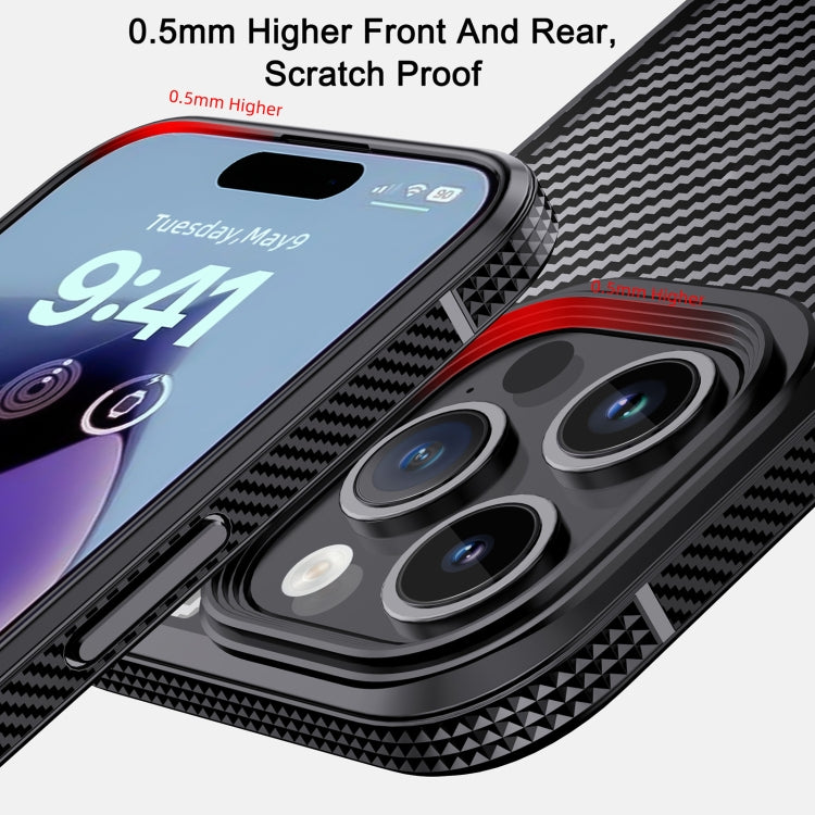 iPAKY MG Series Carbon Fiber PC + TPU Protective Phone Case, For iPhone 15 Pro Max, For iPhone 15 Pro, For iPhone 15 Plus, For iPhone 15