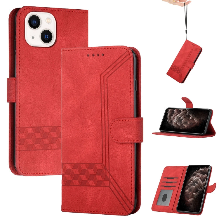 Cubic Skin Feel Flip Leather Phone Case, For iPhone 15