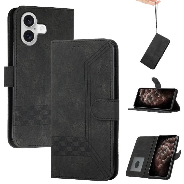 Cubic Skin Feel Flip Leather Phone Case, For iPhone 17 Pro Max, For iPhone 17 Pro, For iPhone 17, For iPhone Air