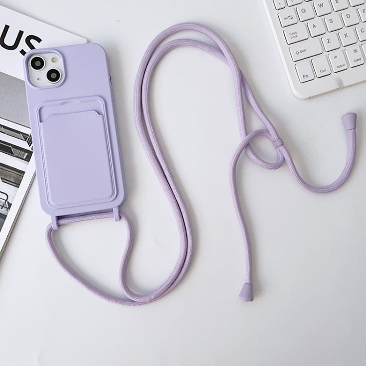 Crossbody Lanyard Elastic Silicone Card Holder Phone Case, For iPhone 15