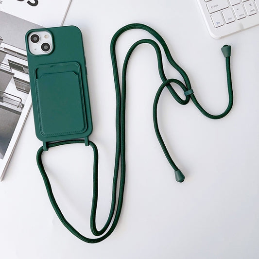 Crossbody Lanyard Elastic Silicone Card Holder Phone Case, For iPhone 15 Plus