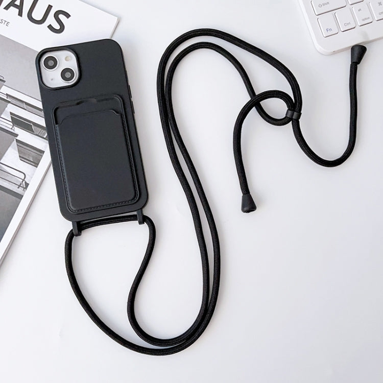 Crossbody Lanyard Elastic Silicone Card Holder Phone Case, For iPhone 15 Plus