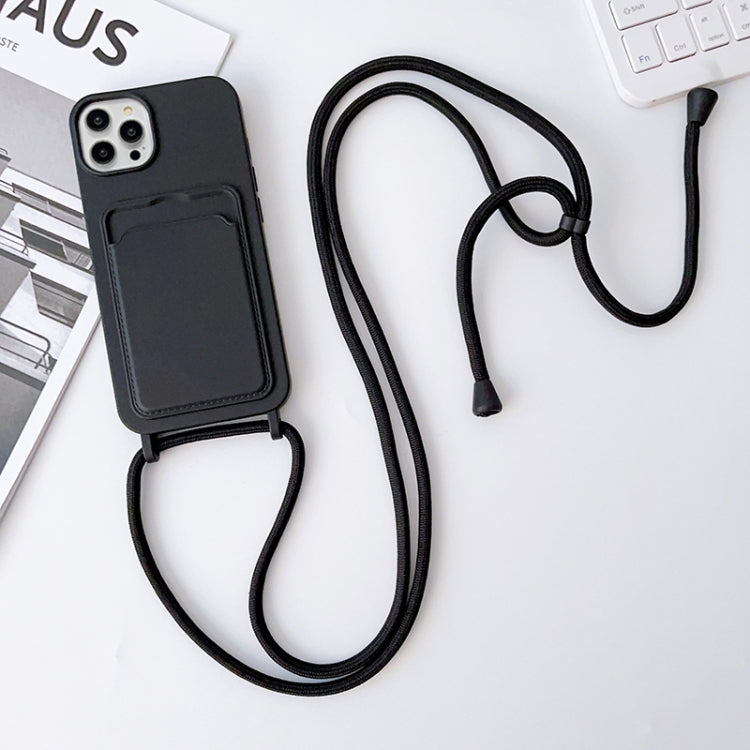 Crossbody Lanyard Elastic Silicone Card Holder Phone Case, For iPhone 15 Pro Max