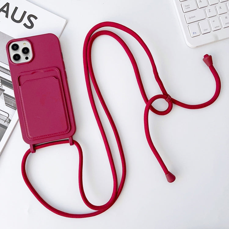 Crossbody Lanyard Elastic Silicone Card Holder Phone Case, For iPhone 15 Pro