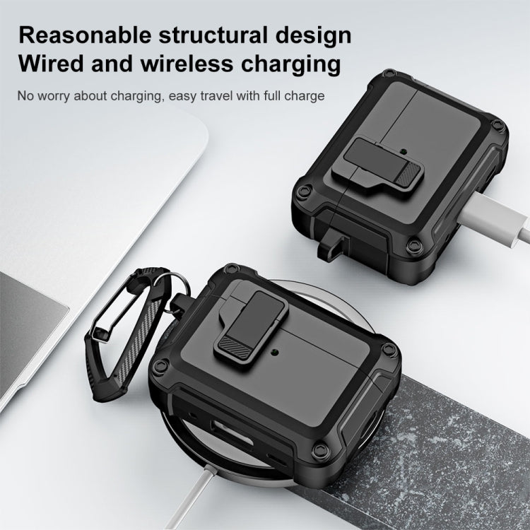 TPU + PC Wireless Bluetooth Earphone Protective Case with Switch Lock & Hook, For AirPods Pro 2
