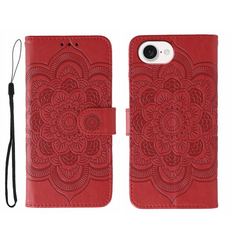 Sun Mandala Embossing Leather Phone Case, For iPhone 16e, For iPhone 15 Pro Max, For iPhone 15 Pro